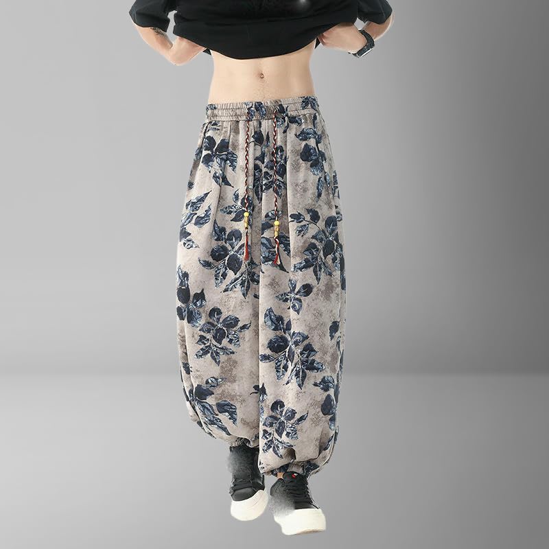 Pantalon décontracté d'été pour homme coupe large style chinois ethnique