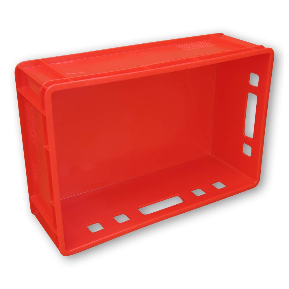kanister-vertrieb® 5er Set E2 Kisten 60x40x20 cm Fleischkiste Lagerkiste Metzgerkiste Eurobox rot inkl. Etiketten