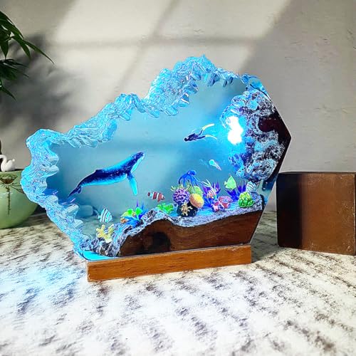 Lámpara de mesa de resina artesanal temática océano 6x4 in miniatura 5