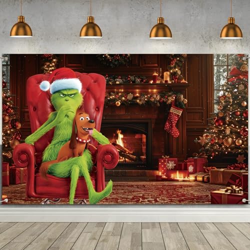 Christmas Photo Backdrop for Photography - Merry Christmas Banner Xmas Winter Holiday Decorations and Supplies for Home