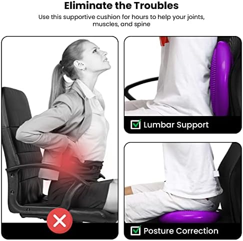 ROMIX Wobble Cushion, 34CM Inflatable Air Stability Balance Board with Pump, Non-slip Core Balance Disc, Sitting Posture Trainer Wiggle Seat for Home and Office Chair Sensory Kids ADHD Physio Therapy