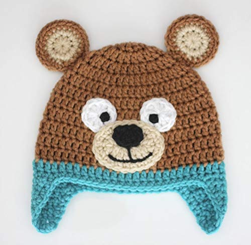 LOVE CROCHET ARTLove Crochet Art Crochet Baby Bear Hat Photography Props hat Cap for Baby (Blue, 12-18 Months)