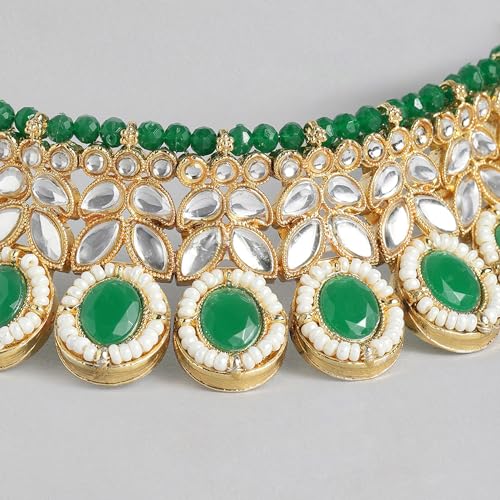 Crystal Cluster Choker Necklace Set with Maang Tikka