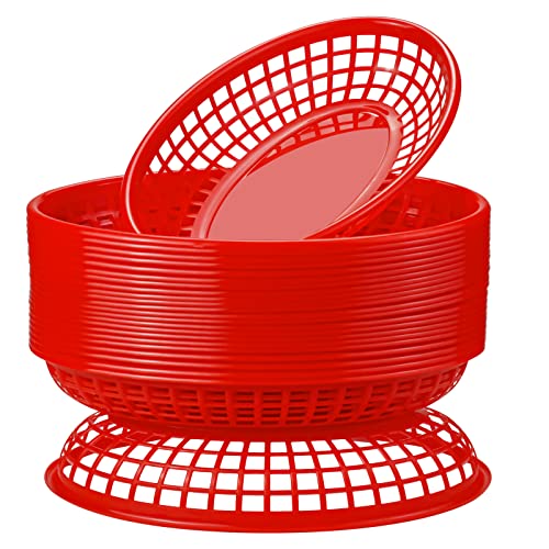Cestas de comida rápida rojas lavables para evitar platos rotos 2