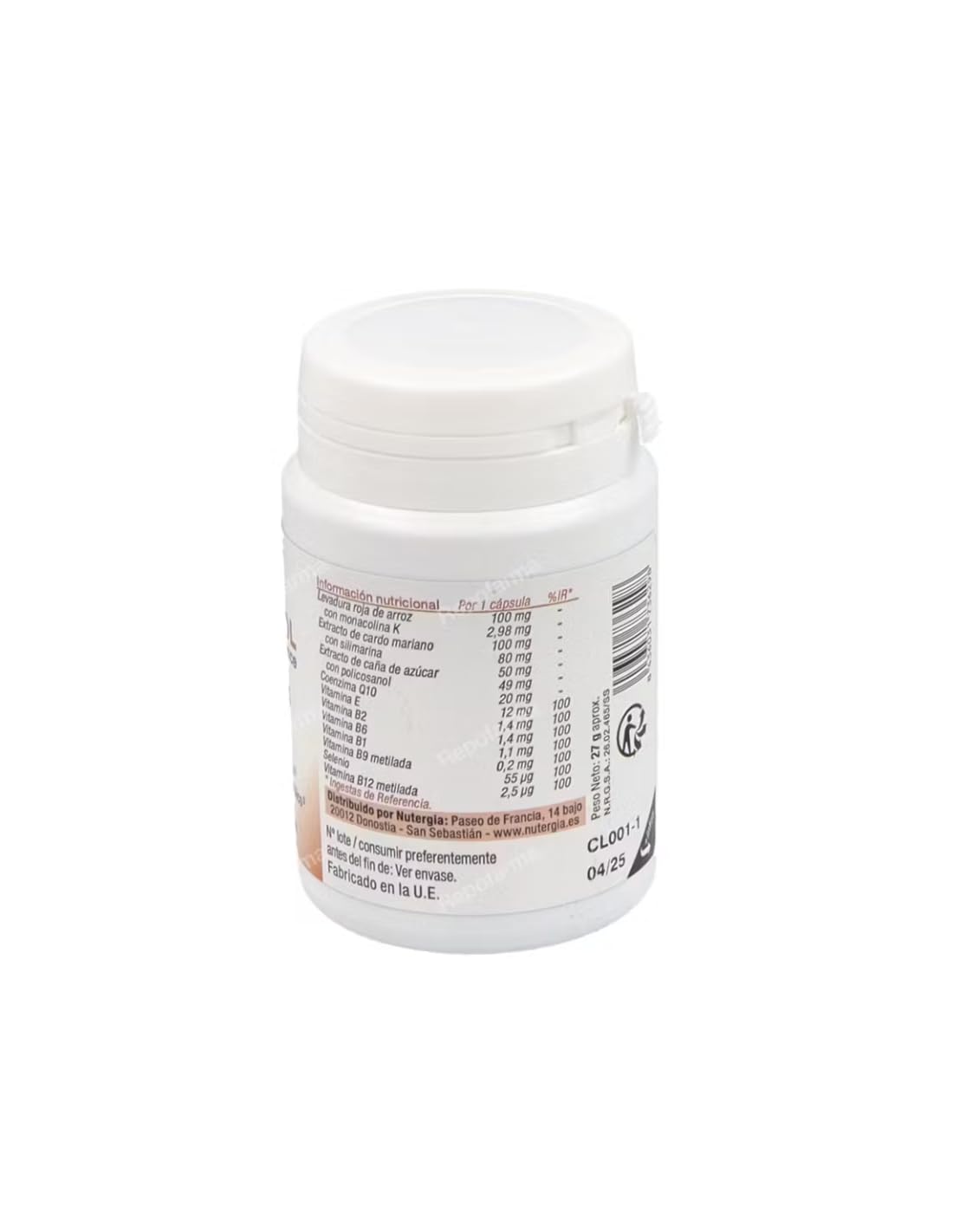 Pack 2 x Nutergia Ergycol Balance 60 cápsulas (120 cápsulas) – Complemento con levadura de arroz rojo y berberina, con alcachofa y cardo mariano, fórmula completa, cápsulas vegetales