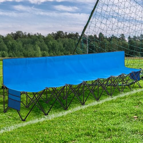 image for Yaheetech 8 Seats Foldable Sideline Bench for Sports Team Portable Cam