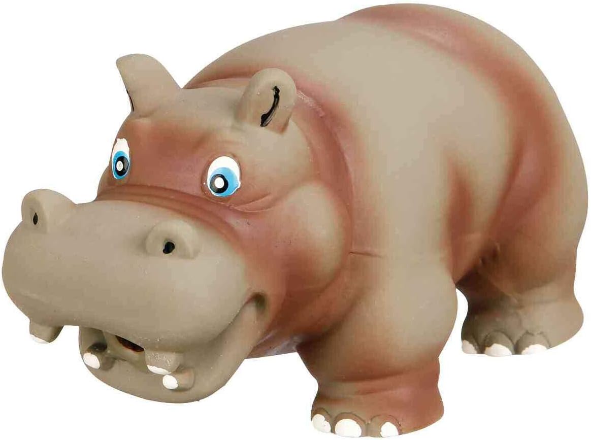 PETS EMPIRE Latex Hippo Dog Toy with Realistic Animal Sound & Fleece Filling 15cm 1 Piece (Color May Vary)