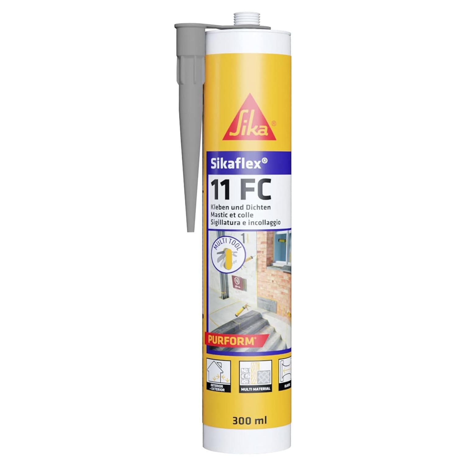 SIKA - Sigillante adesivo universale - Sikaflex 11 FC Purform, Grigio - Incolla e sigilla in un solo gesto con la nuova tecnologia Purform per una casa perfetta - 300ml
