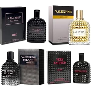 Men’s Cologne Gift Set Include Valentine Milano,Valentine,Very Excited & Valuable Paris – 3.4 Fl Oz Each | Vanilla Bourbon, Leather & Amber Floral Fragrance | Luxury Eau de Toilette