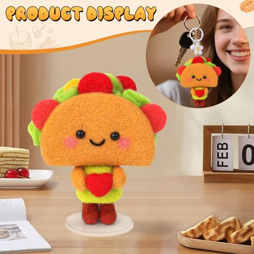 Image of Yizzvb Needle Felting Kit Beginners Felting Wool Supplies Tools | Cute Taco Felting Kit for Beginners Adult Including Instruction Wool Roving Pad Needles Diy Craft Home Decoration Craft Party