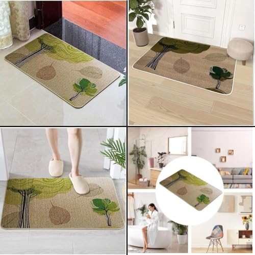 Image of DARSHANAM WORLD Decorative Door Mat with Tree Design, Natural Jute Material, Indoor Home Entrance Rug for Entrance with Antislip PVC Backing (37 X 57 CM)