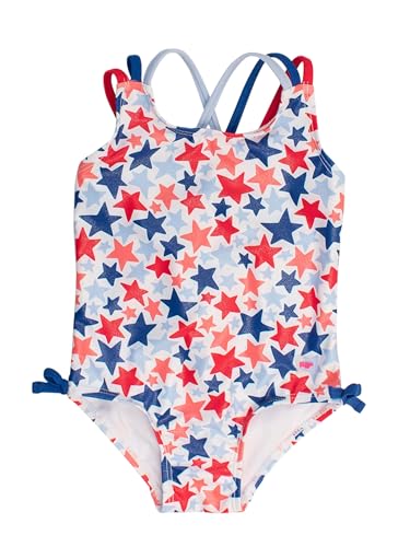 Image of RuffleButts Girls UPF50+ Sun Protection Tie Shoulder /Cross Back One Piece Swimsuit