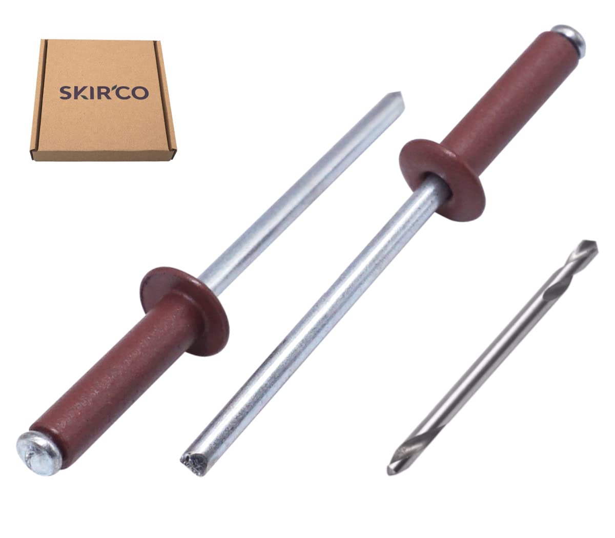 SKIR'CO (150 pcs) Painted Blind Rivets 4.0 x 16 mm, Aluminium Pop Rivets, Drill Bit Included (Oxide Red RAL 3009) - Image 2