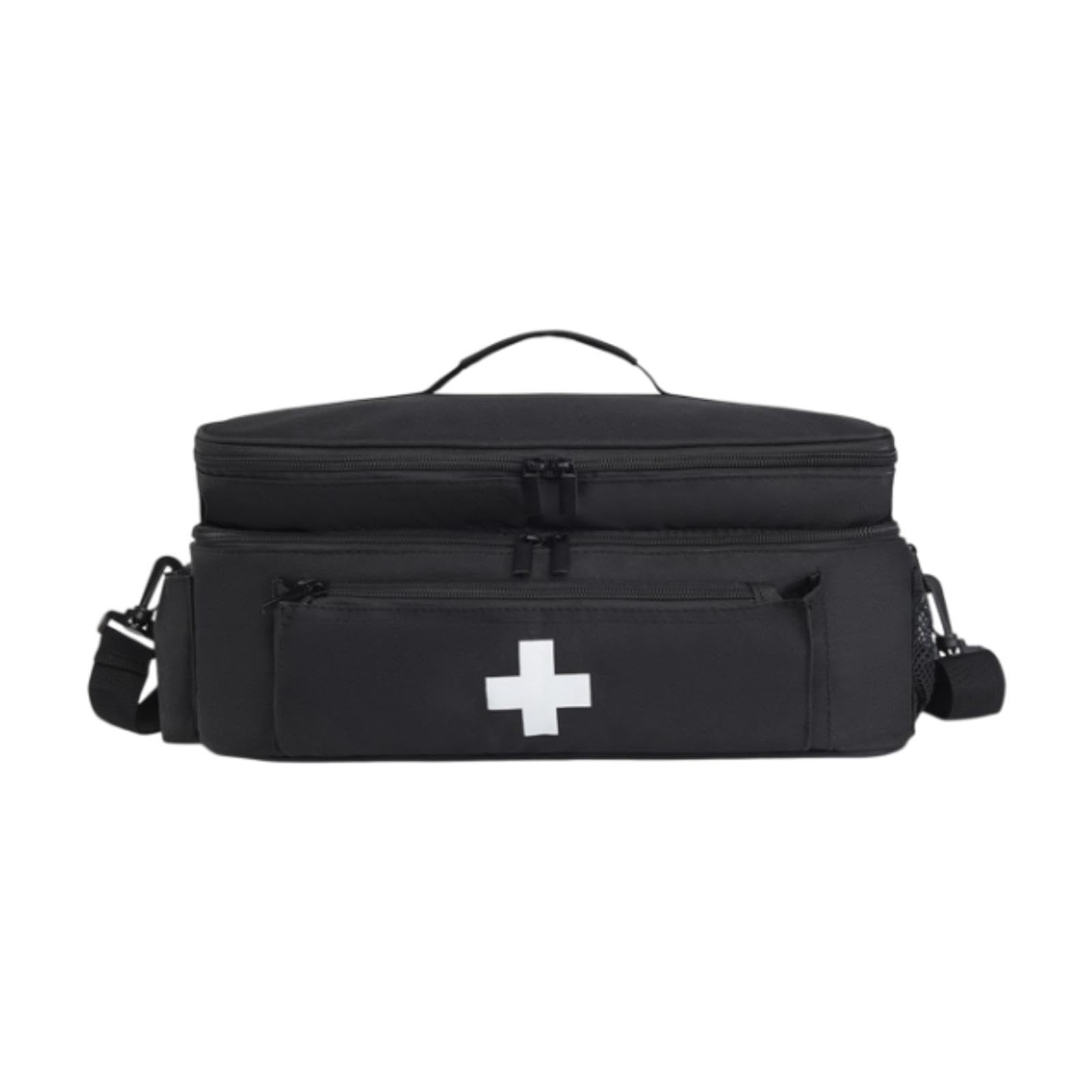 Borsa di primo soccorso, borsa vuota, chiusura lampo liscia, custodia per le emergenze, kit di emergenza, organizer per attività all'aperto, casa, escursionismo (nero)