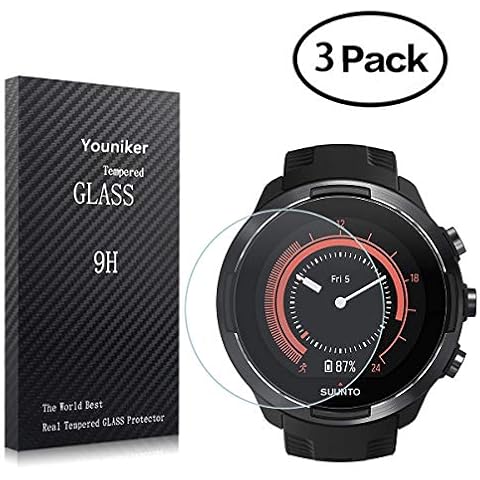 Youniker 3 Pack For Suunto 9 Baro Screen Protector Tempered Glass For Suunto 9 Baro Smart Watch Screen Protectors Foils Glass 9H 0.3MM,Anti-Scratch,Bubble Free Cover