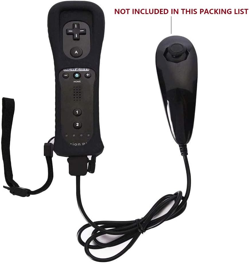 2in1 Built in Motion Plus Remote and Nunchuck Controller for Wii Wii U Games (Black)