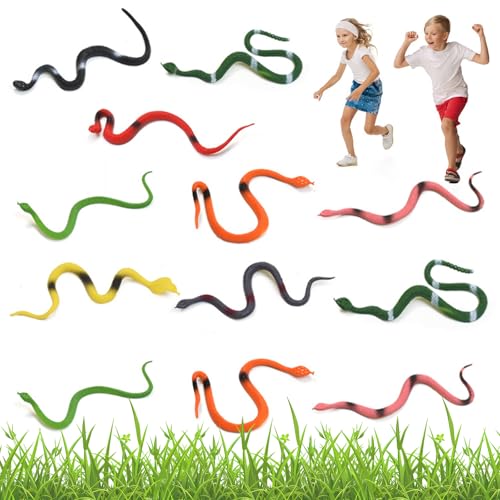 KARELLS Gummischlange,Verschiedene Schlangen,12 Stück Bunte Gefälschte Schlange, Kunststoff Schlangen,Realistische Gummi Schlange,Spielzeug,Regenwald