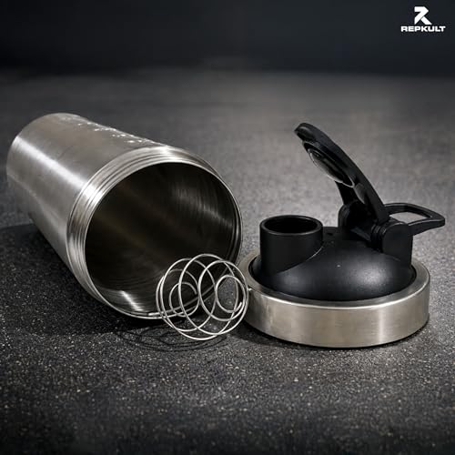 Image of Stainless Steel Gym Shaker Bottle 750 ml Silver for Protein Shake 100% Leakproof Guarantee Pre Workout Sipper Bottle with Measurement