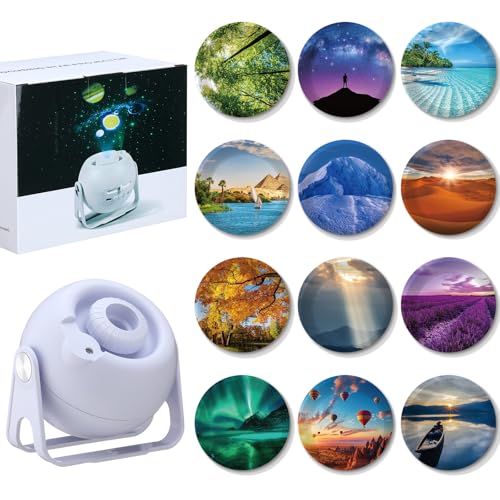Image of Aurelema Landscape Verses Projector Galaxy Projector Includes 12 Interchangeable Christian Discs Night Light Set Project Religious on Wall or Ceilings for Christian