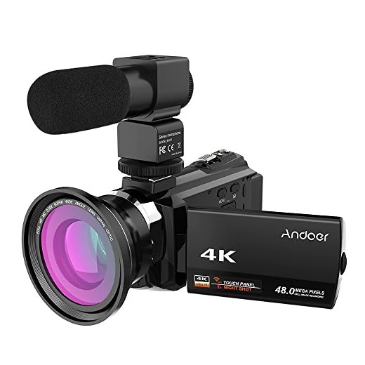 Andoer 4K 1080P 48MP WiFi Cámara de Video Digital Grabadora de Videocámara con Lente Macro 0.39X Micrófono Externo Novatek 96660 Táctil Capacitiva IR Visión Nocturna Infrarroja 16X Zoom Digital