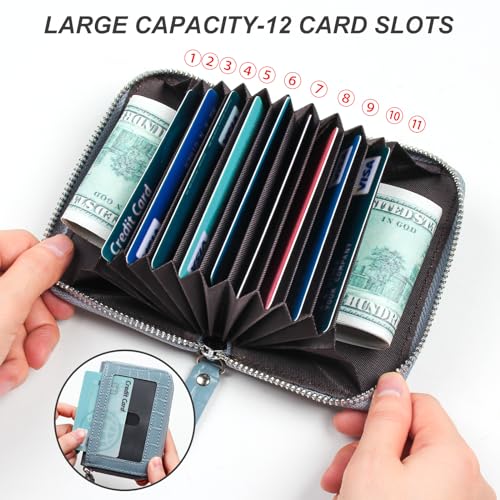 Image of Credit Card Wallet, RFID Card Case Wallet, Zipper Card Cases Holder for Men Women, RFID Blocking, KeyChain Wallet, Compact Size Card Organizer Case for Women
