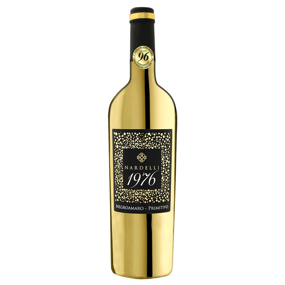 Nardelli 1976 Gold Edition Negroamaro Primitivo, halbtrocken, sortenreines Weinpaket + VINOX Winecards (6x0,75l)