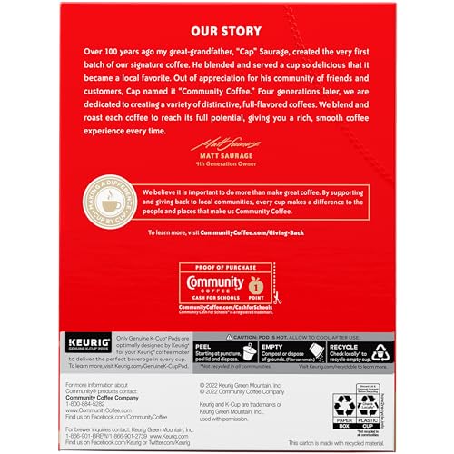 Image of Community Coffee House Blend 96 Count Coffee Pods, Medium Dark Roast, Compatible with Keurig 2.0 K-Cup Brewers, 24 Count (Pack of 4)