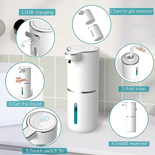 Automatic Liquid Soap Dispenser Touchless Hand Soap Dispenser 13 5oz 400ml USB Rechargeabl - image 3