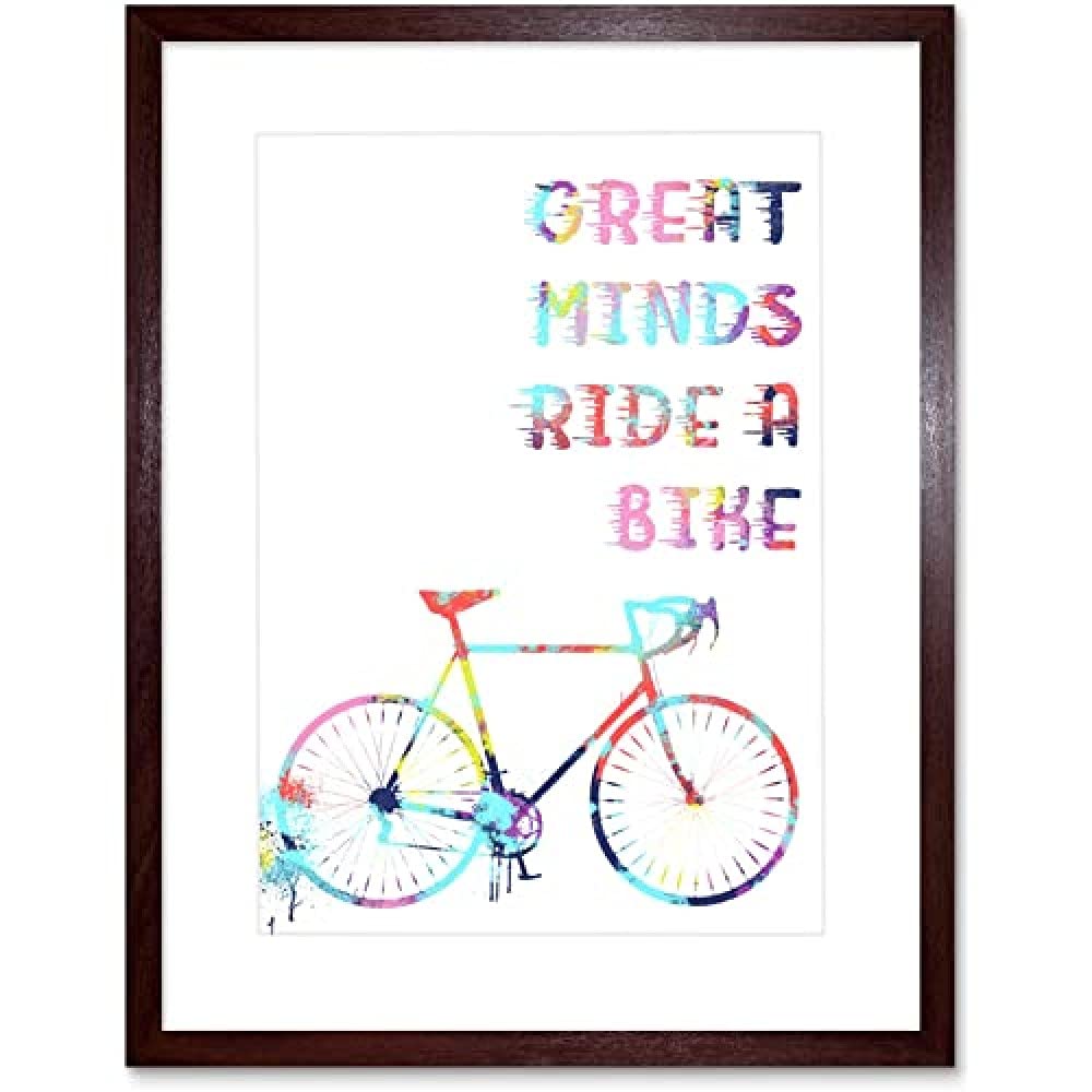 Bicycle Colourful Great Minds Ride Wall Art Print