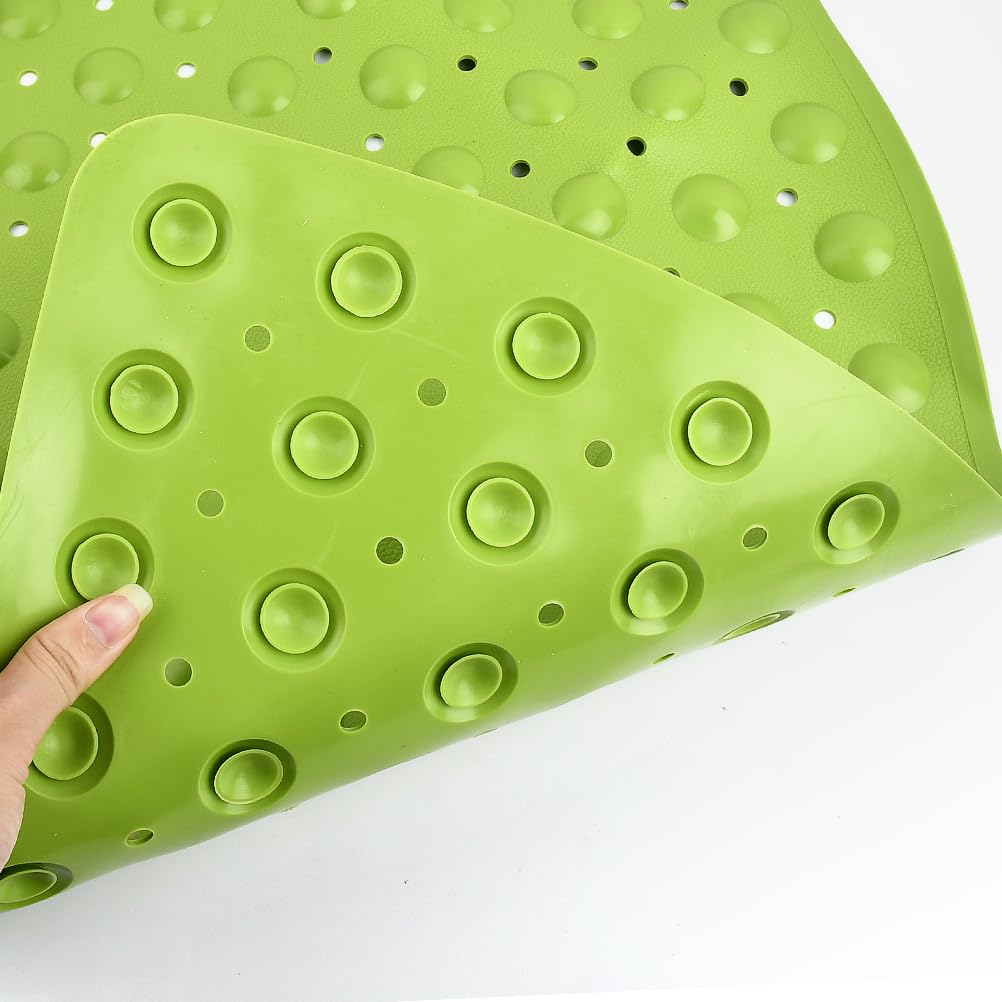 BUYGOO Mata prysznicowa, antypoślizgowa, z przyssawką, 55 cm, w kształcie wachlarza, PCW, mata antypoślizgowa, odporna na pleśń, wkładka do wanny z otworem odpływowym do prysznica lub wanny