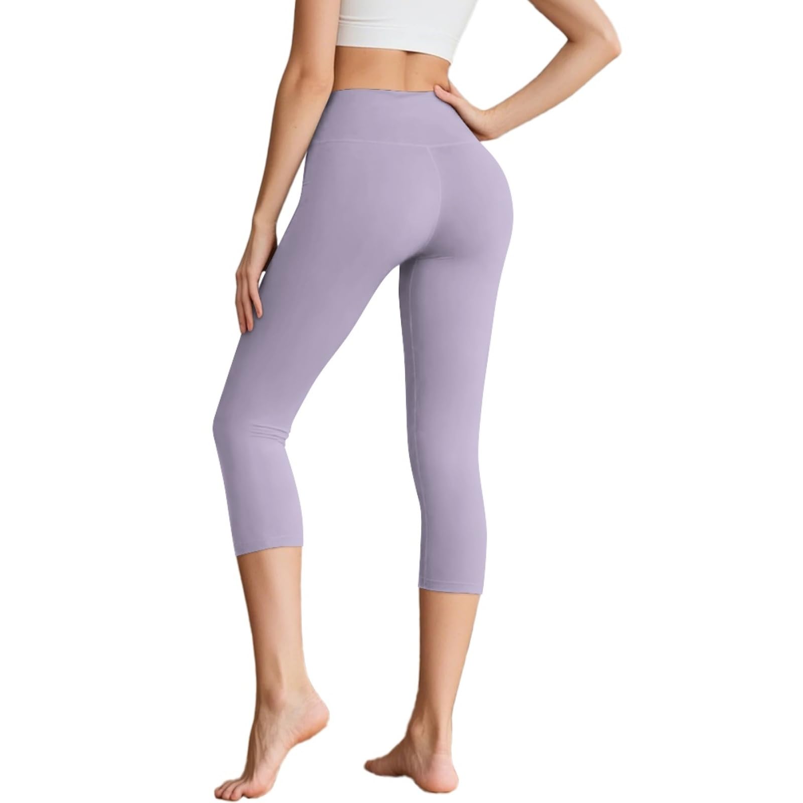 Amzbeauty Leggings deportivos para mujer, de cintura alta, con bolsillos, 3/4 de longitud, pantalones capris deportivos para yoga