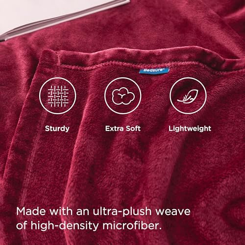 Image of Bedsure GentleSoft Fleece Throw Blanket Red - 300GSM Christmas Blankets for Couch, Sofa, Bed, Soft Lightweight Plush Cozy Throws for Toddlers, 50x60 inches