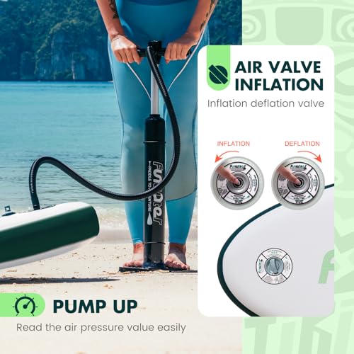 FunWater Inflatable 10'6×33"×6" Ultra-Light (17.6lbs) SUP for All Skill Levels Everything Included with Stand Up Paddle Board, Adj Floating Paddles, Pump, ISUP Travel Backpack, Leash,Waterproof Bag