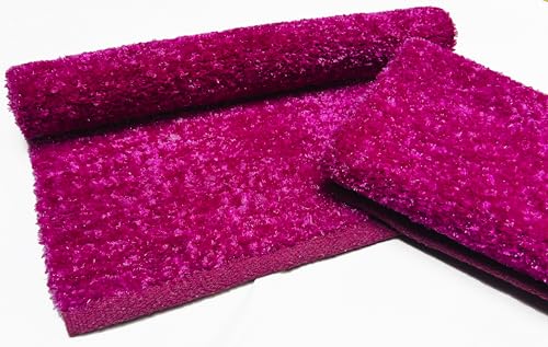 Image of House2Home Feather Cotton Blend Door Mat | 2Pc. Combo | 50x80cm | Side Binding - Available in 8 Colors (Deep Pink)