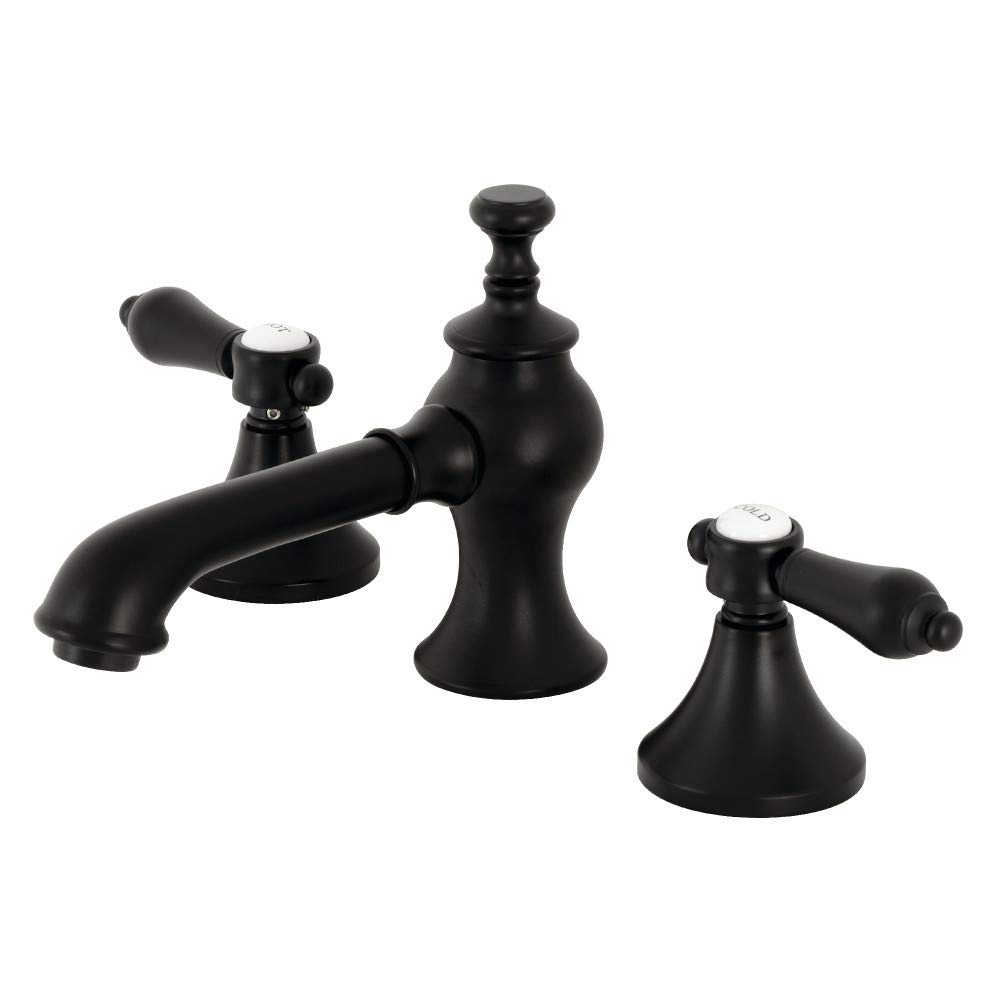 Robinet 8 pouces noir mat pour vasque à trois trous avec bonde Kingston Brass