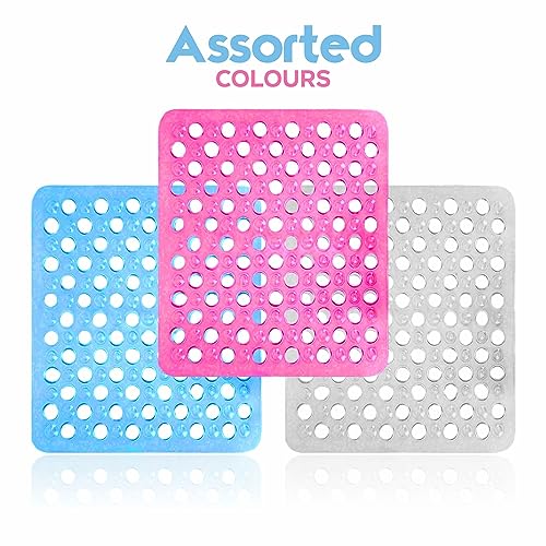 AHAD Shower Mat Heavy Duty Non Slip PVC Bath Mat With Drain Holes And Suction Cups Washable Bath Shower Mat For Elderly Bathroom Supplies Home Accessories Approx 48 X 31cm Assorted Colour (1Pc) - Image 3