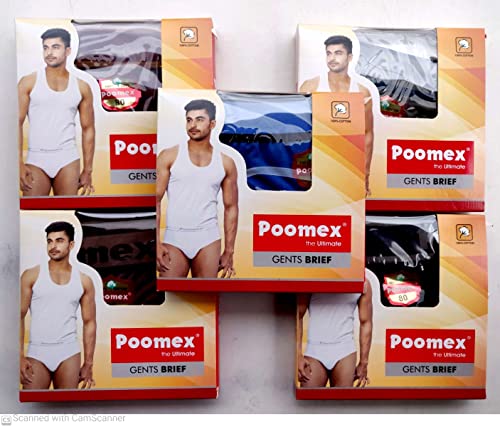 Image of Poomex Men's Cotton Briefs - Pack of 2 (Assorted Colours)