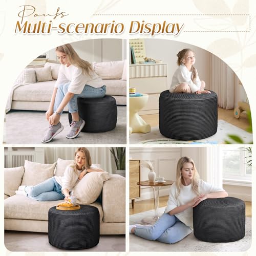AS AWESLING Round Ottoman Foot Rest Pouf for Living Room Couch - Soft Plush Hassock - Thumbnail 7
