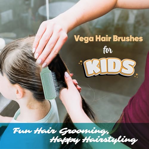 Image of VEGA Flat Hair Brush for Kids & Children, Soft Bristle Detangling Hair Brush for Smooth Hair Styling, Scalp Massage Paddle Hairbrush for Girls & Boys, Lightweight Daily Use Hair Comb (R23-FB)