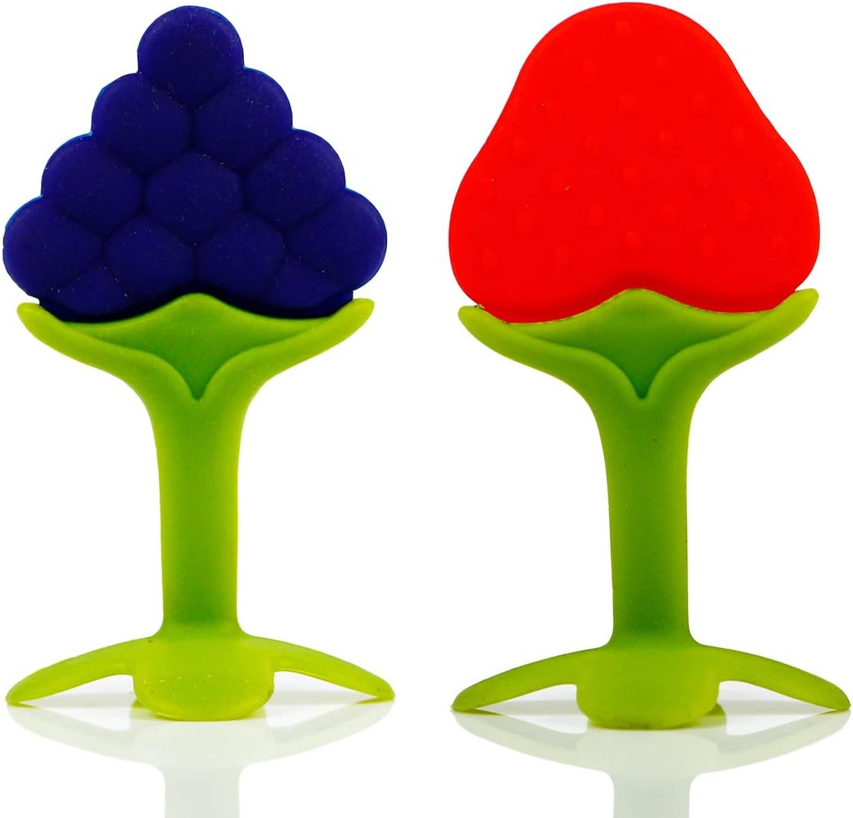 Chanak Baby Silicone Teether, Fruit Teether for Toddlers,100% Food Grade Silicone Teether, Non-Toxic & Latex Free Suitable for Kids Above 3 Months, BIS Approved. (Red & Blue)