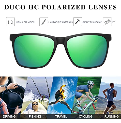 Image of DUCO Mens Sunglasses Polarized UV Protection Retro Rectangular Frame Sun Glasses for Driving Fishing 100% UV Blocking 3029H