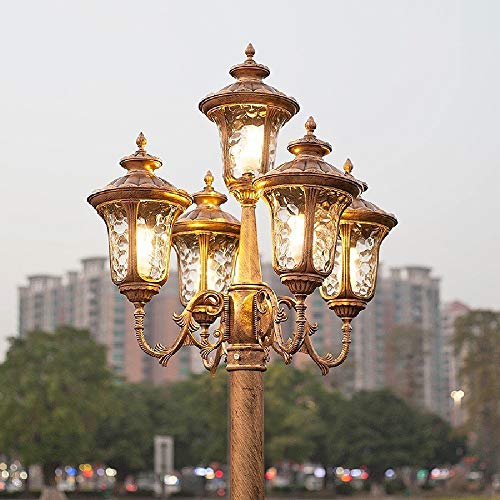 Outdoor lamp 5-lights European Victorian Post Lamp Traditional Classic Glass Street Light Outdoor Waterproof Column Pillar Light High Pole Landscape L