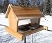 16 Inch Very Large Cedar Wood Post Mount Bird Feeder for Outdoors with Screen Bottom