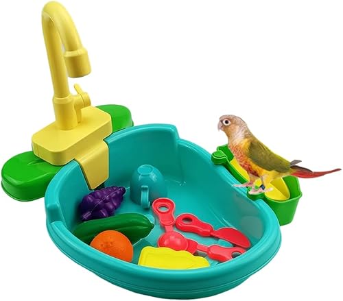 FidosFav Loro bañera automática para pájaros, cuenco de baño de loro, juguete de piscina, ducha de baño, dispensador de agua para loro, periquito,
