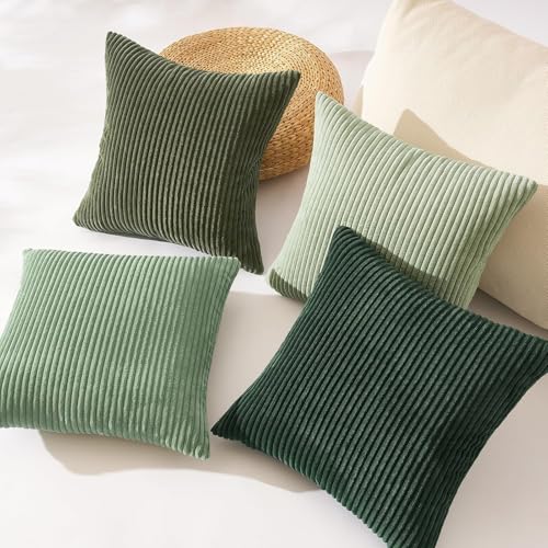 Topfinel Kissenbezug 40x40 cm Hellgrüne 4er Set Kordsamt Kissenbezüge Kissenhülle Dekokissenbezug Sofakissen Dekokissen deko für Sofa… – Ansicht 2