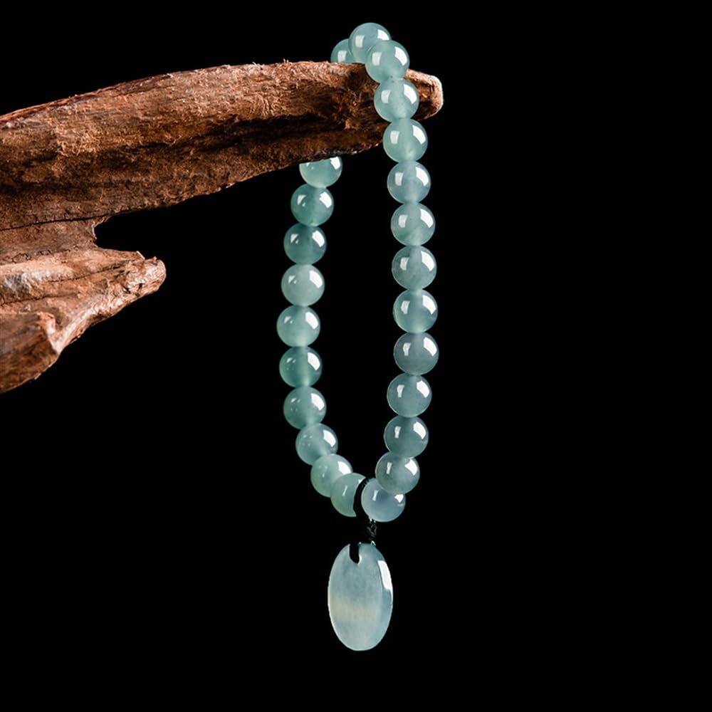 Natürlich für Frauen, Blaue Jade-Perlen, elastisches Armband, Reichtum, Wohlstand, 6,5 mm Jadeit-Stretch-Armbänder