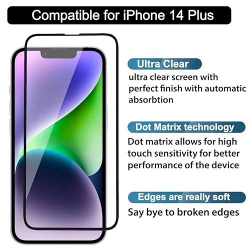 Image of Premium Tempered Glass Screen Protector with Camera Lens Protector for iPhone 14 Plus - [2-Pack] Ultra-Clear, Anti-Scratch, Easy Installation