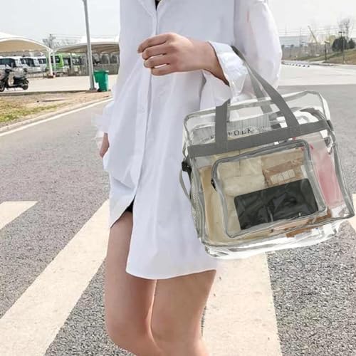 Clear Tote Bag, Heavy Duty Clear Lunch Tote with Handle and Adjustable Strap, for Stadium Games Concerts Work 5