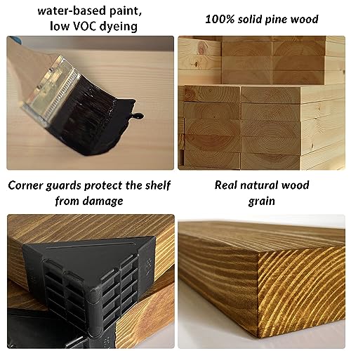 Xwne Wood Floating Shelves,16 Inch Rustic Wood Wall Shelves For Bathroom Living Room Bedroom Kitchen Farmhouse Laundry Room Set Of 2,Handmade-Thickened Wall Shelf,Oak Color #TOP3