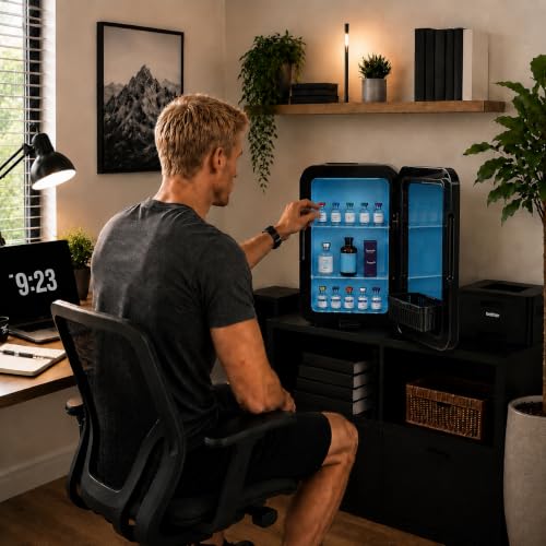 Essential Cooler Classic Compact Portable Mini Fridge - Touch Temperature Control, Removable Shelves, Lockable Smoked Glass Door for Skincare, Cosmetics, Peptides, Supplements & More by Essential Cooler - Used condition - Image 8